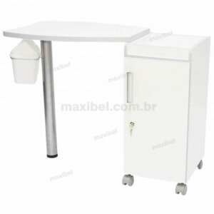 Mesa Elite para Manicure com Chave e Lixeira - em MDF Branco-0
