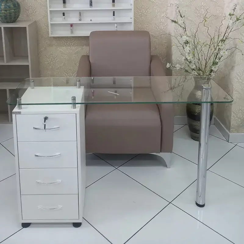 Mesa de Manicure com Vidro no Tampo