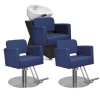 Kit para Salão com 2 Cadeiras de Corte e Lavatório Slim - Toscana- Base Redonda