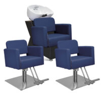 Kit para Salão com 2 Cadeiras de Corte e Lavatório Slim - Toscana- Base Quadrada