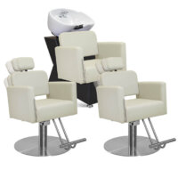 Kit para Salão com 2 Cadeiras Reclináveis e Lavatório Slim - Toscana- Base Redonda