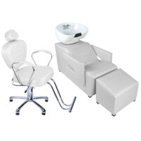 Kit Salão com Cadeira Diamond Reclinável e Lavatório Europa com Descanso de Pernas