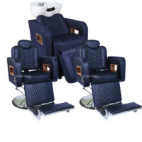 Kit Triplo Barbearia Mônaco - Poltrona de Barbeiro e Lavatório cuba de Louça