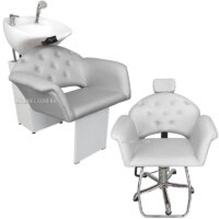 Kit Salão Velvet - Cadeira Reclinável e Lavatório com Cuba de Louça