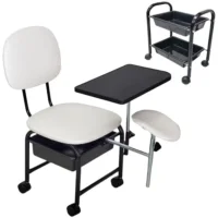 Kit Cadeira de Manicure com Carrinho de Esmalte