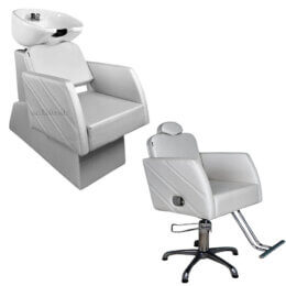 Kit para Salão com Cadeira Reclinável e Lavatório em Louça