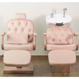 Kit Salão Rose - Cadeira Reclinável e Lavatório