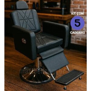 Kit com 5 Cadeiras de Barbeiro Lótus