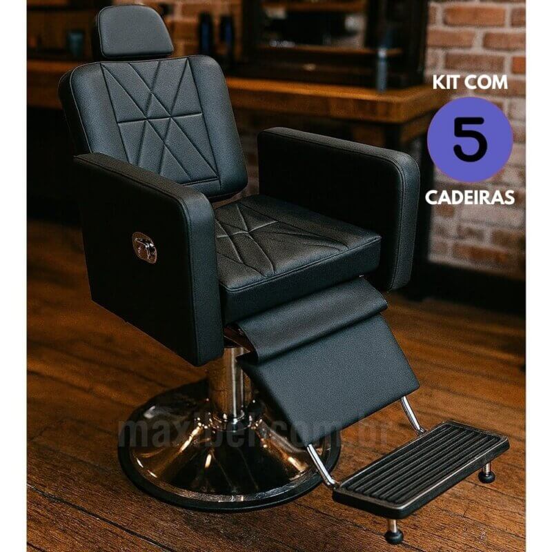 Kit com 5 Cadeiras de Barbeiro Lótus