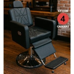Kit com 4 Cadeiras de Barbearia Lótus