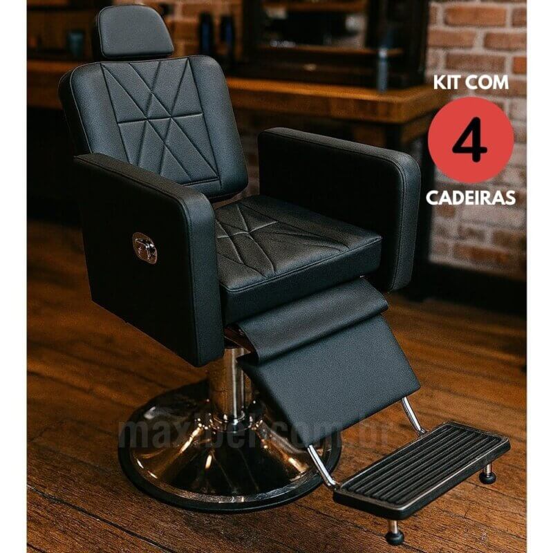 Kit com 4 Cadeiras de Barbearia Lótus