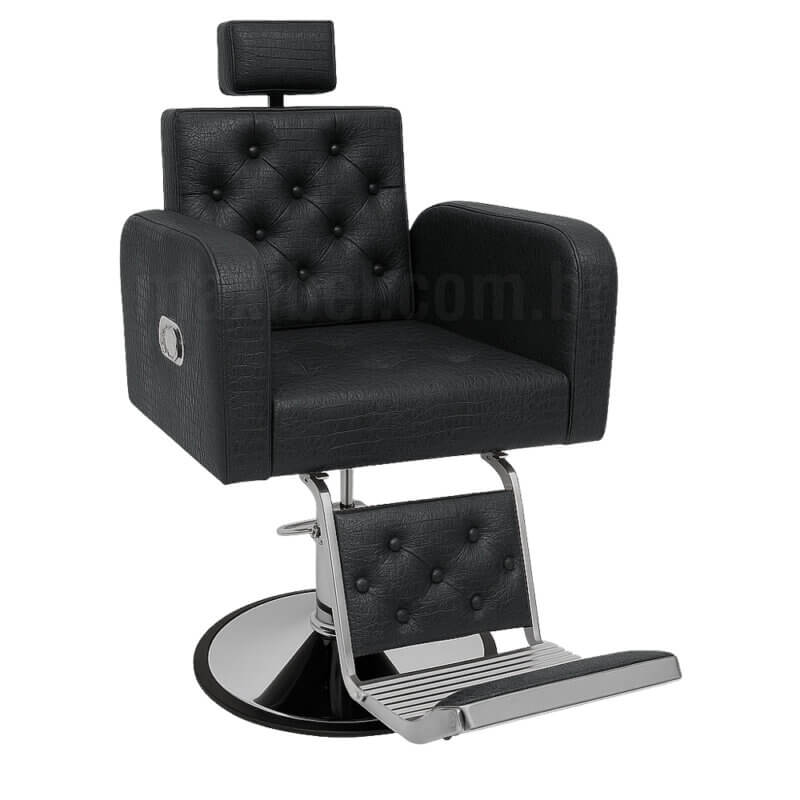 Cadeira-de-Barbeiro-Reclinável-Tokyo-preto-croco Cadeira de Barbeiro Reclinável Tokyo