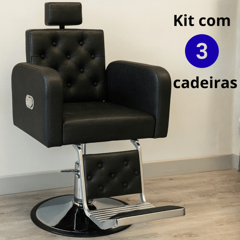 Kit com 3 Poltronas de Barbearia Tokyo Kit com 3 Poltronas de Barbearia Tokyo