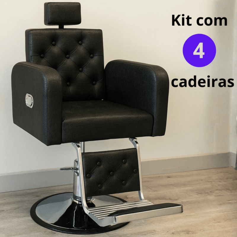 Kit com 4 Poltronas de Barbearia Tokyo Kit com 4 Poltronas de Barbearia Tokyo