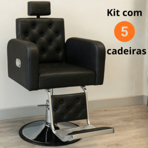 Kit com 5 Poltronas de Barbearia Tokyo