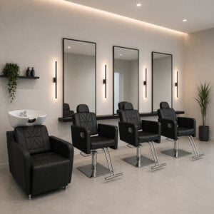 Kit com 3 Cadeiras de Salão e Lavatório Lótus