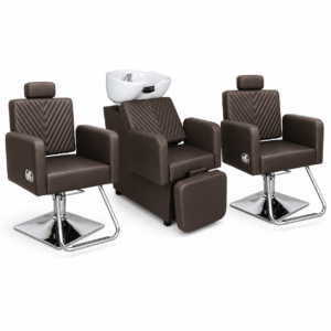 Kit Salão de Beleza com 2 Cadeiras e 1 Lavatório Soft