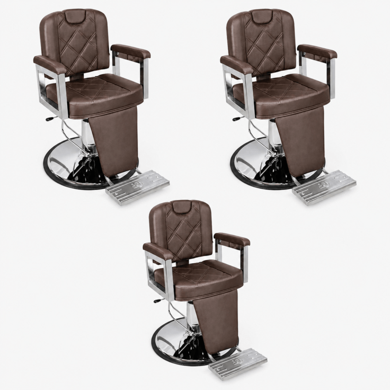 kit 3 Cadeiras de Barbeiro Dubai – Pronta Entrega Kit com 3 Cadeiras de Barbeiro Dubai – Pronta Entrega