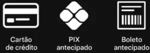 Pagamento no pix com desconto e parcelado no cartão de crédito.